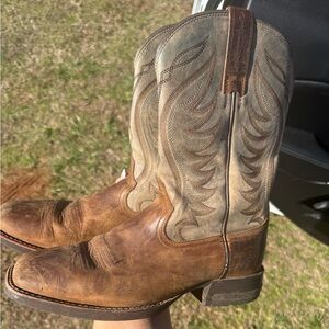 Ariat Men’s Amos Western Cowboy Boots Brown Distressed Leather Size 8